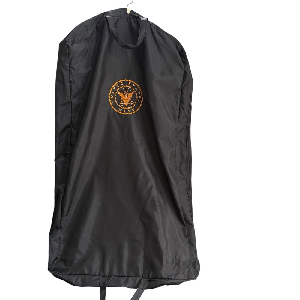 Vintage US Navy Black Garment Bag Nylon Folding Travel Luggage Suit 39"x21" EUC